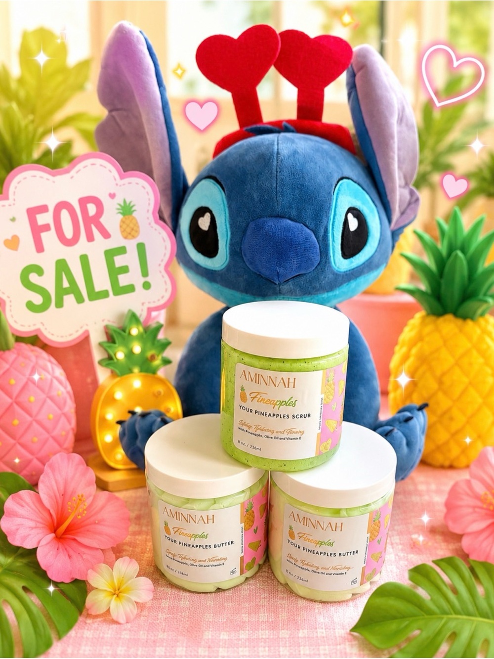 🆕 AMINNAH Pineapples 1 Body Scrub & 2 Body Butters